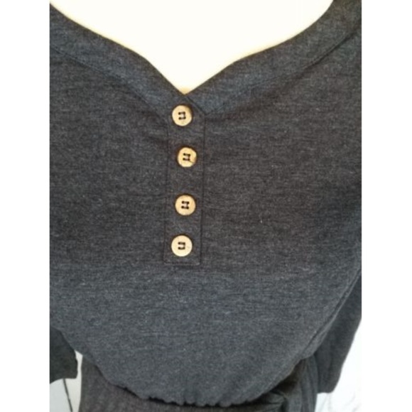 Charcoal Gray Scallop Maxi Dress NWT Boutique GIFT - Picture 3 of 8